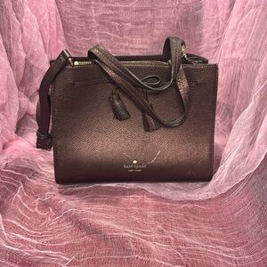 Kate Spade NY Hayes Street Mini Isobel Satchel Brown Crossbody Leather Bag
